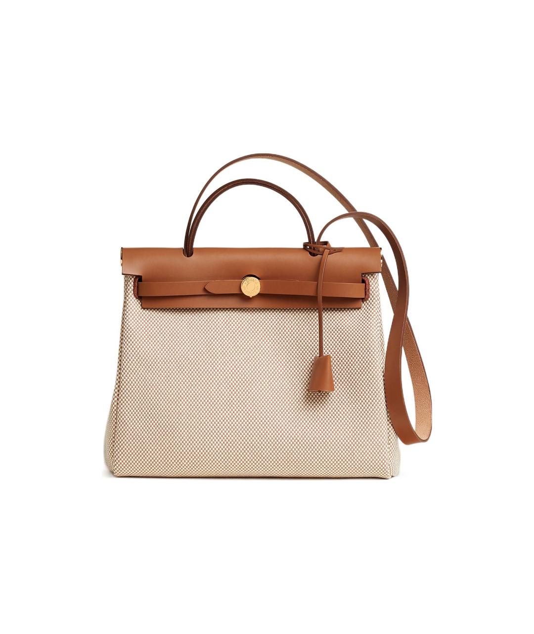 HERMES Бежевая тканевая сумка через плечо, фото 1