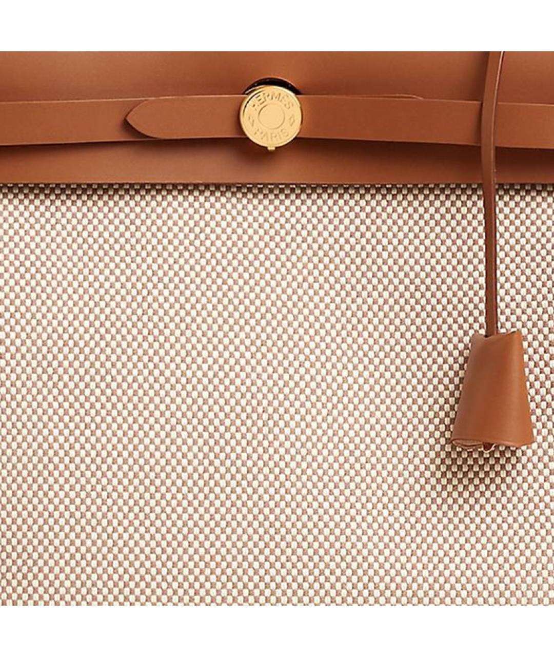 HERMES Бежевая тканевая сумка через плечо, фото 5