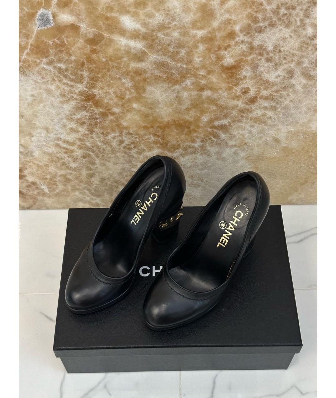 CHANEL Черные кожаные туфли, фото 4
