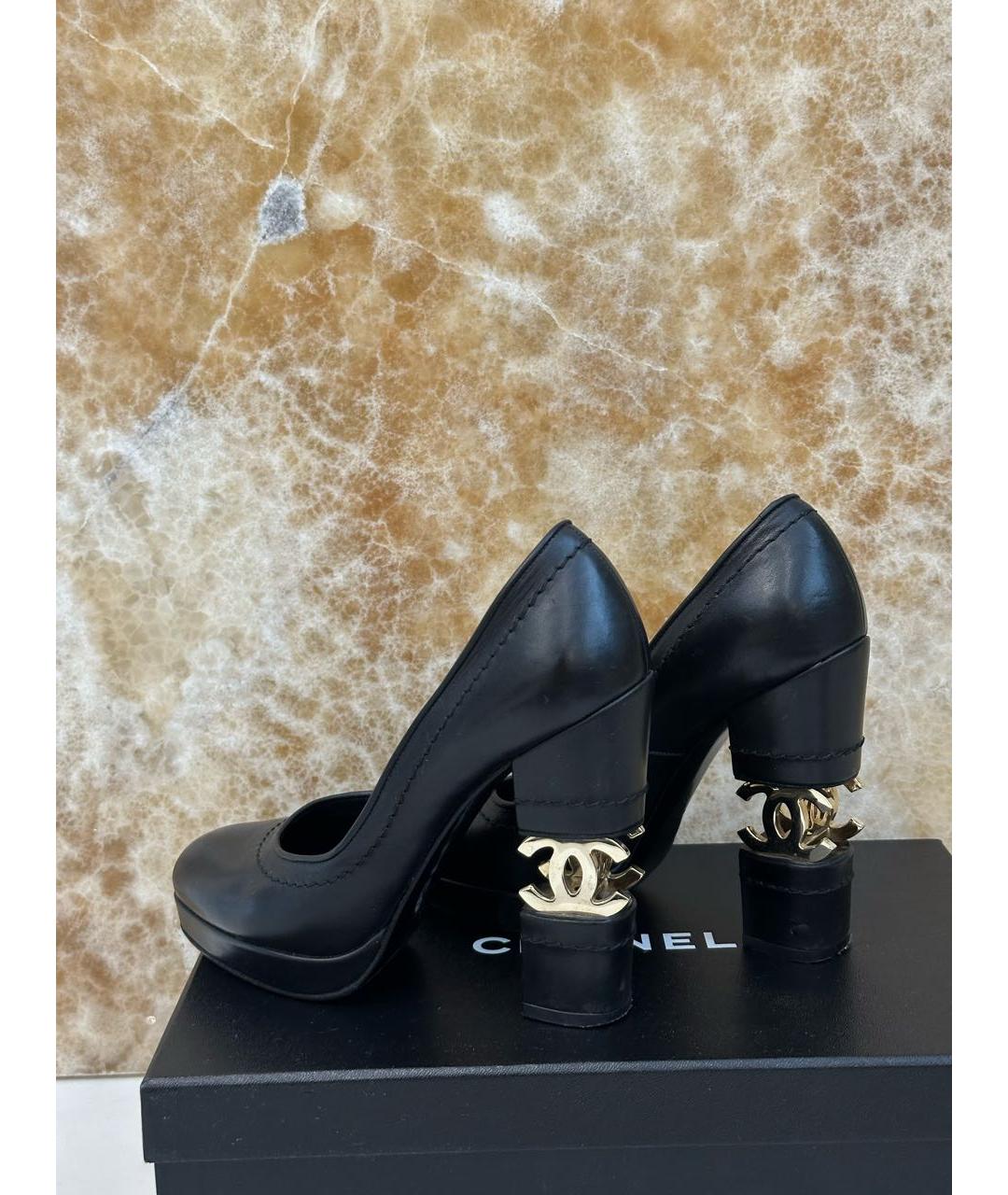CHANEL Черные кожаные туфли, фото 3