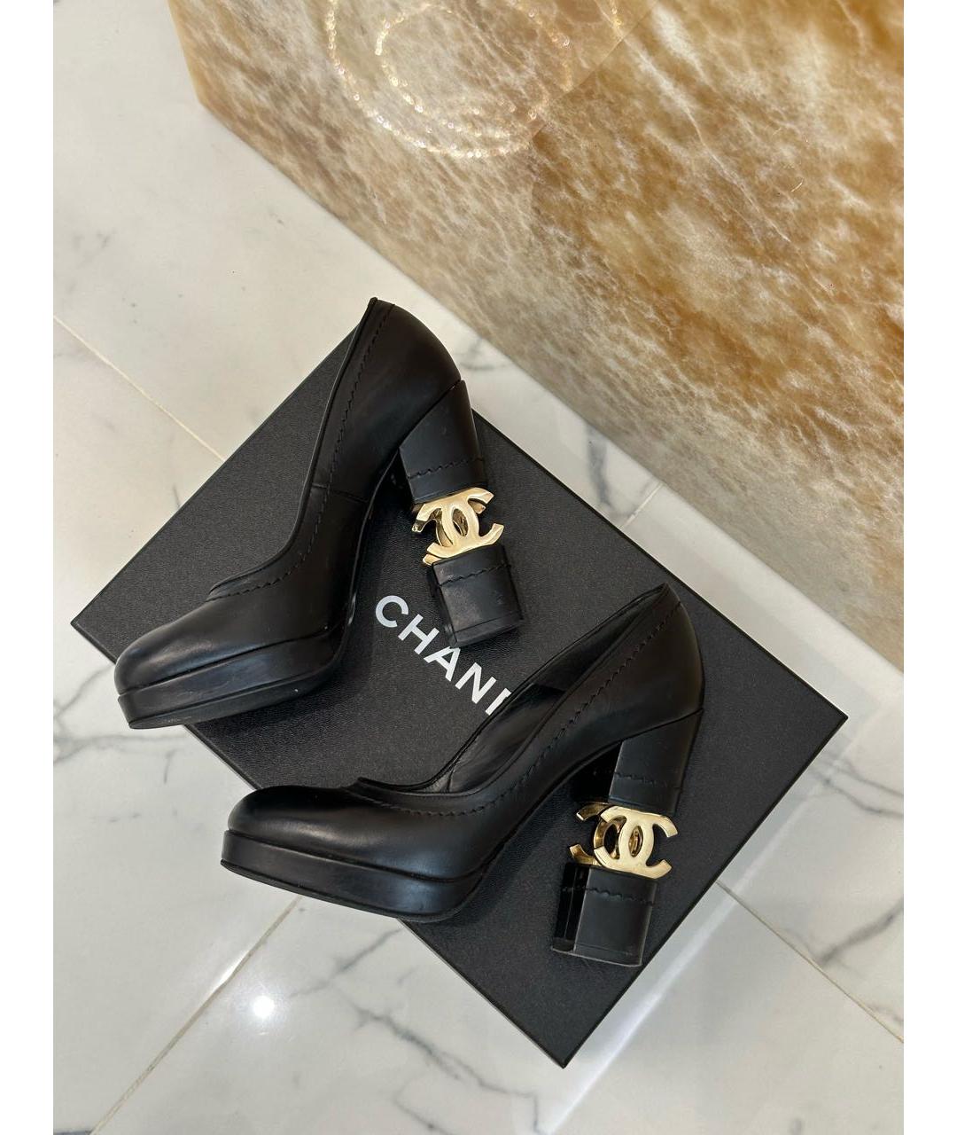 CHANEL Черные кожаные туфли, фото 2