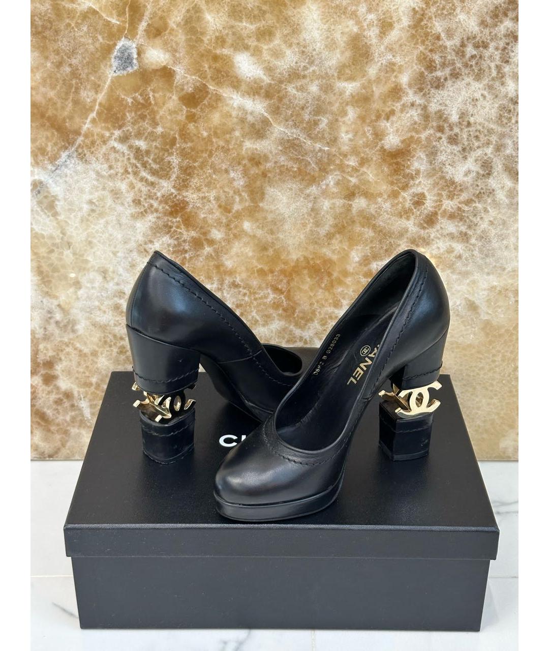 CHANEL Черные кожаные туфли, фото 5