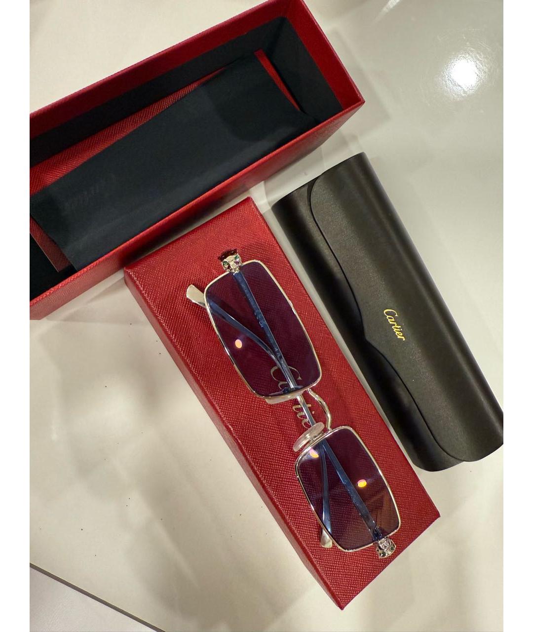 CARTIER Голубые металлические солнцезащитные очки, фото 4