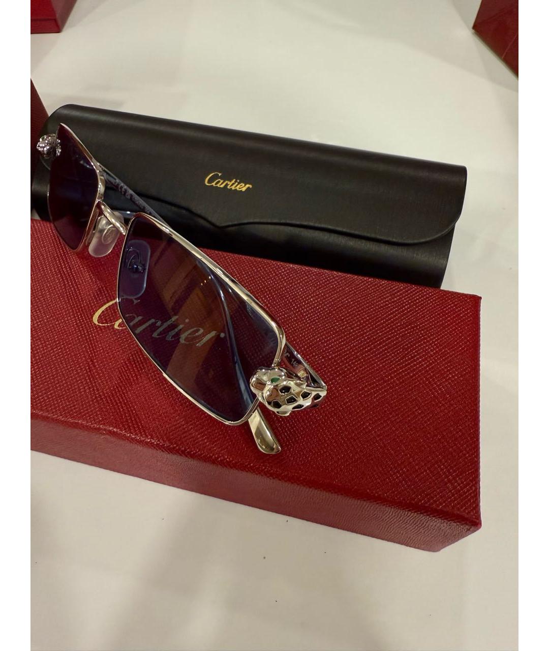 CARTIER Голубые металлические солнцезащитные очки, фото 3