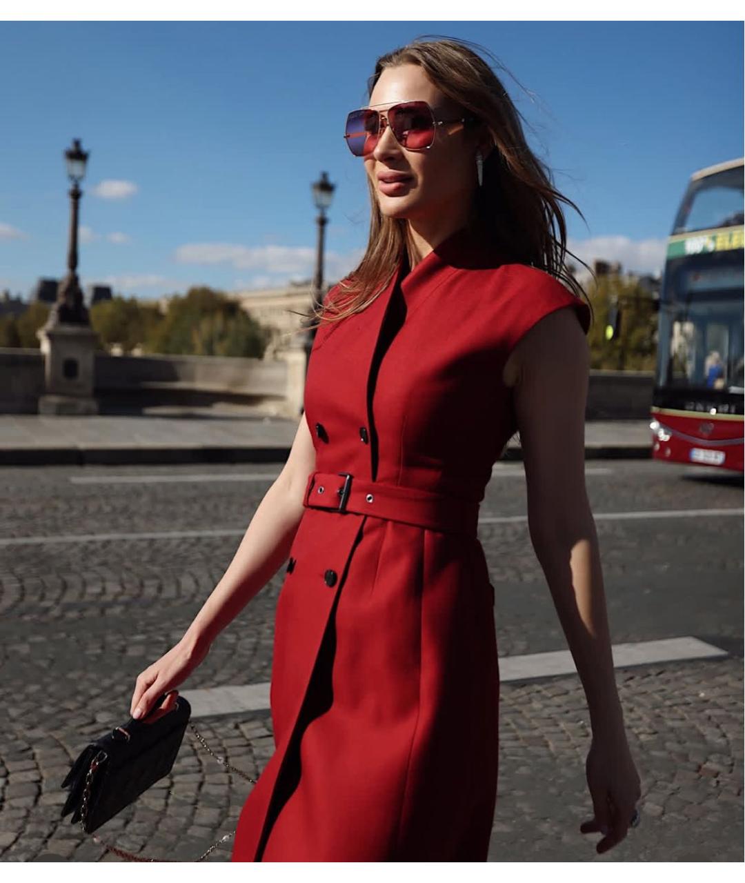 CHRISTIAN DIOR Красное шерстяное повседневное платье, фото 5