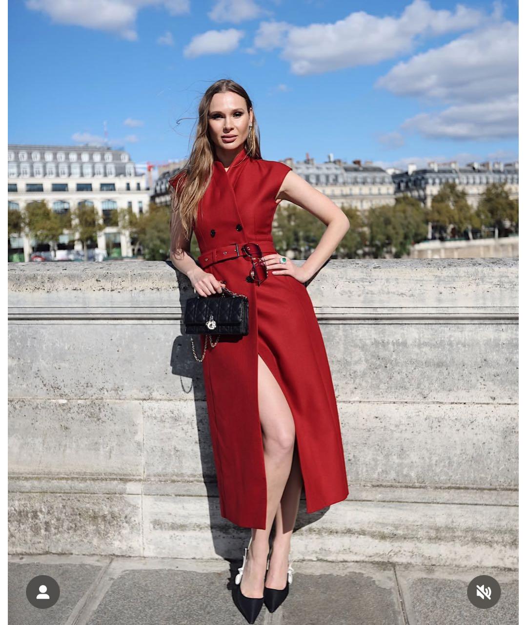 CHRISTIAN DIOR Красное шерстяное повседневное платье, фото 4