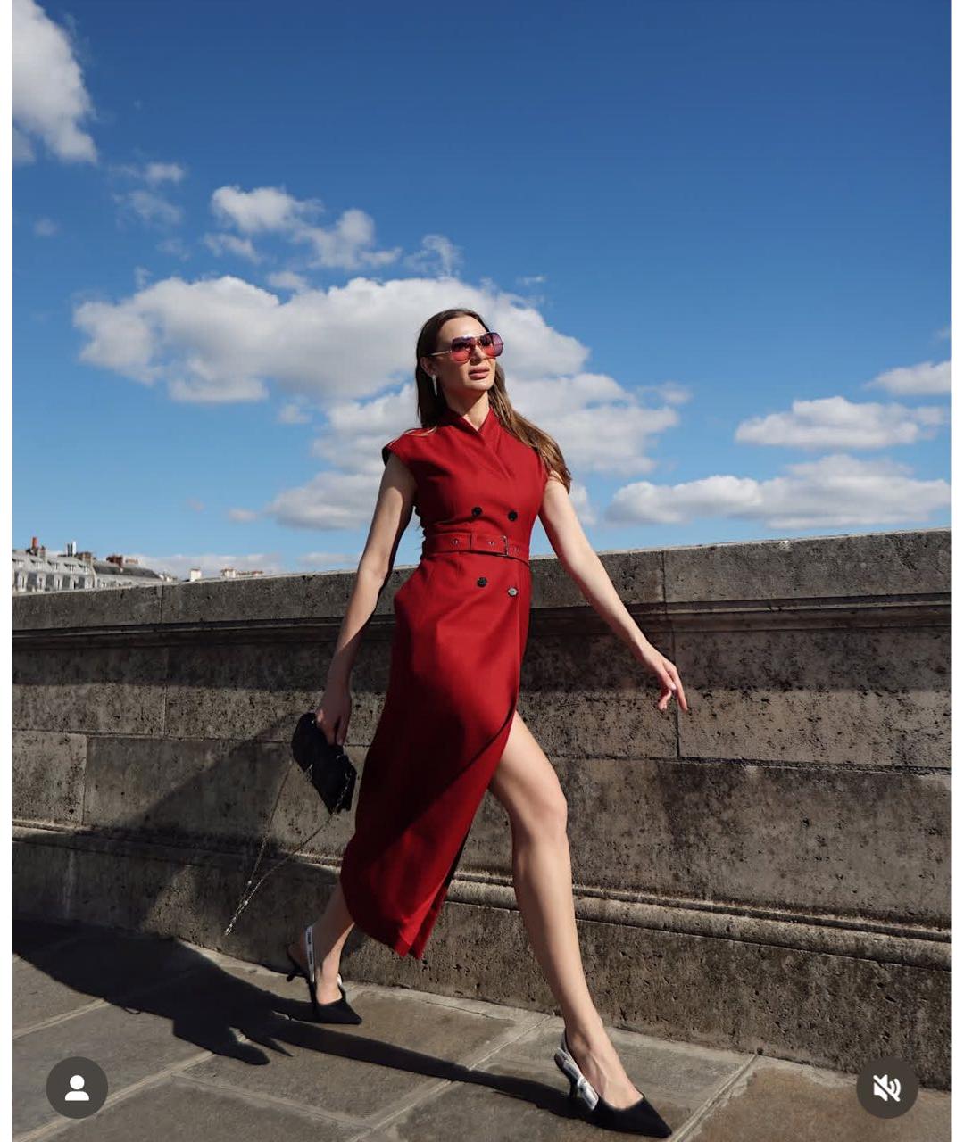 CHRISTIAN DIOR Красное шерстяное повседневное платье, фото 2