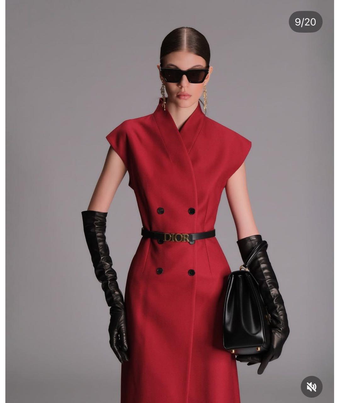 CHRISTIAN DIOR Красное шерстяное повседневное платье, фото 6