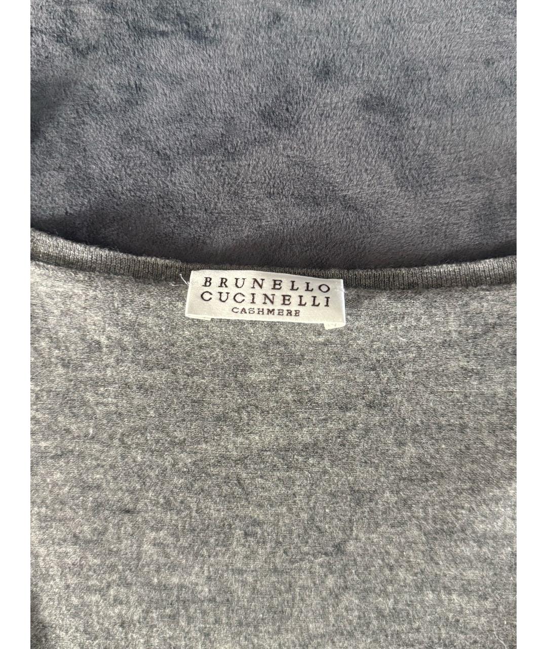 BRUNELLO CUCINELLI Серый кашемировый джемпер / свитер, фото 4