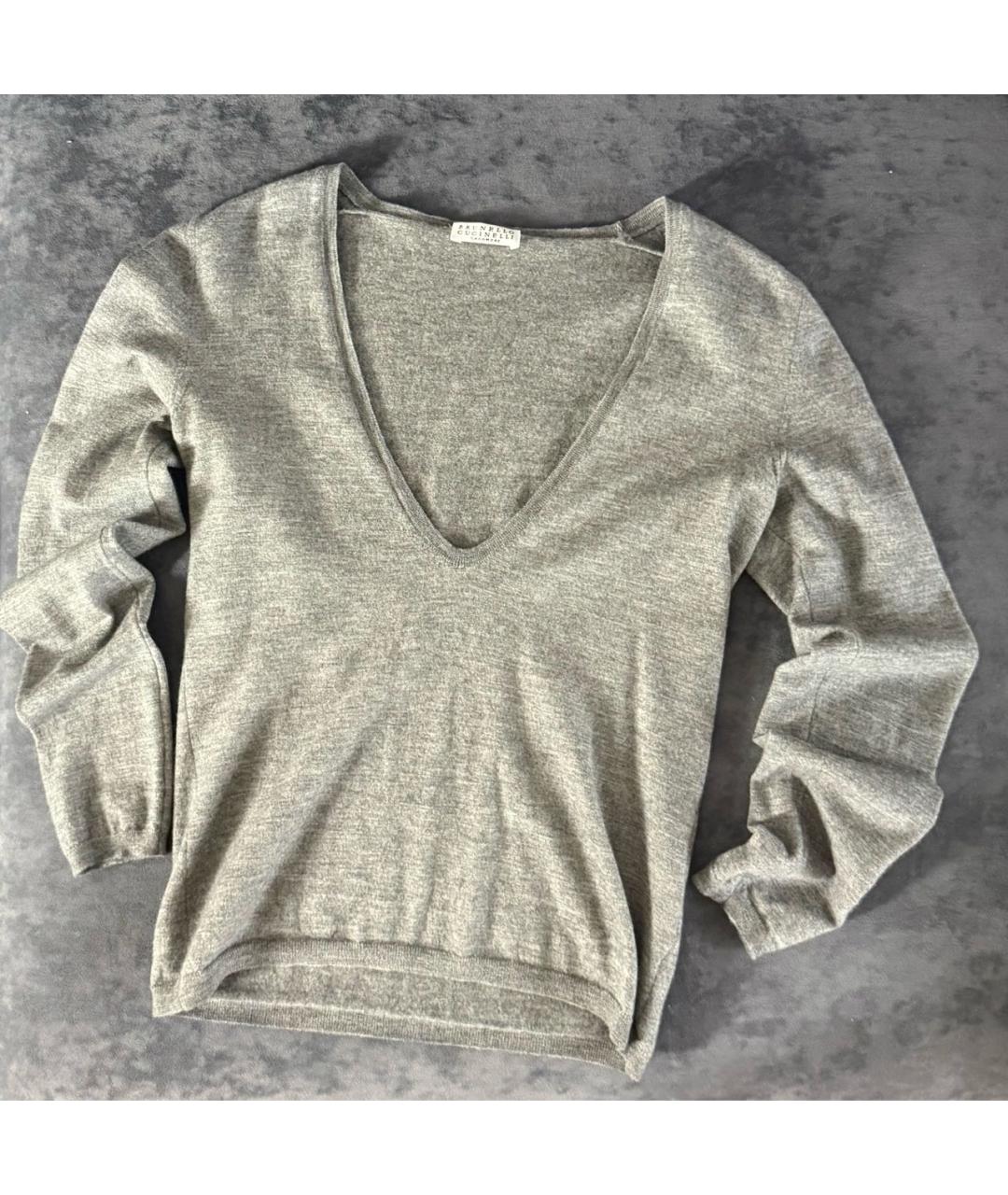 BRUNELLO CUCINELLI Серый кашемировый джемпер / свитер, фото 3