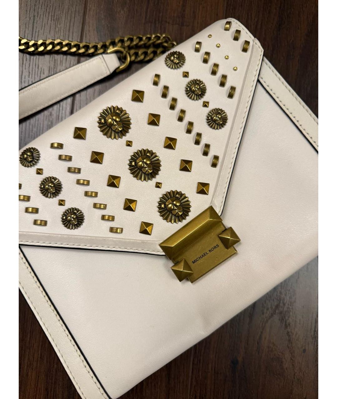 MICHAEL KORS Белая кожаная сумка через плечо, фото 5