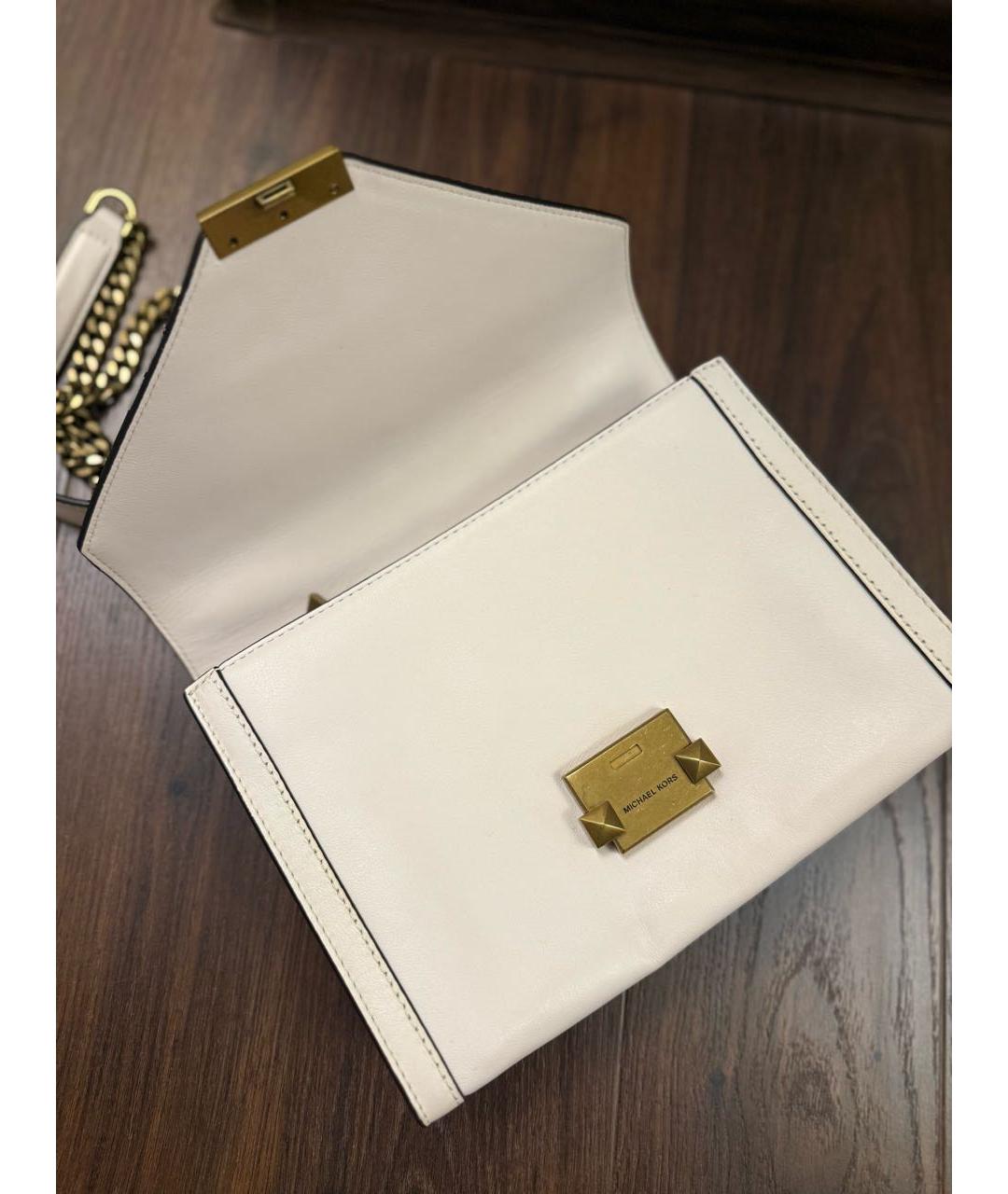 MICHAEL KORS Белая кожаная сумка через плечо, фото 6