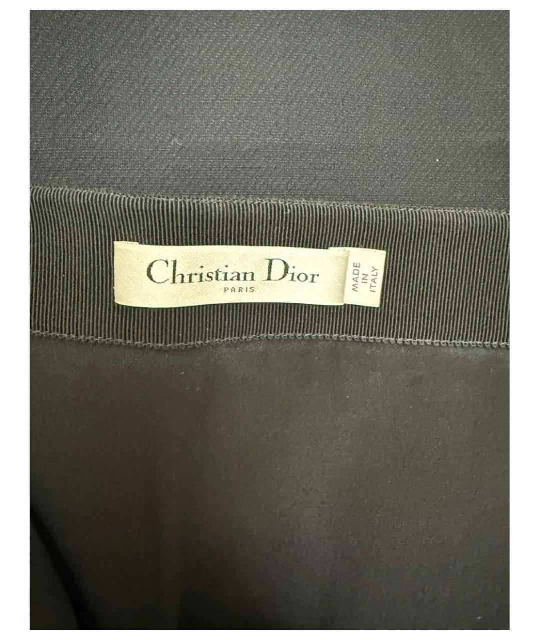 CHRISTIAN DIOR Черная шерстяная юбка миди, фото 4