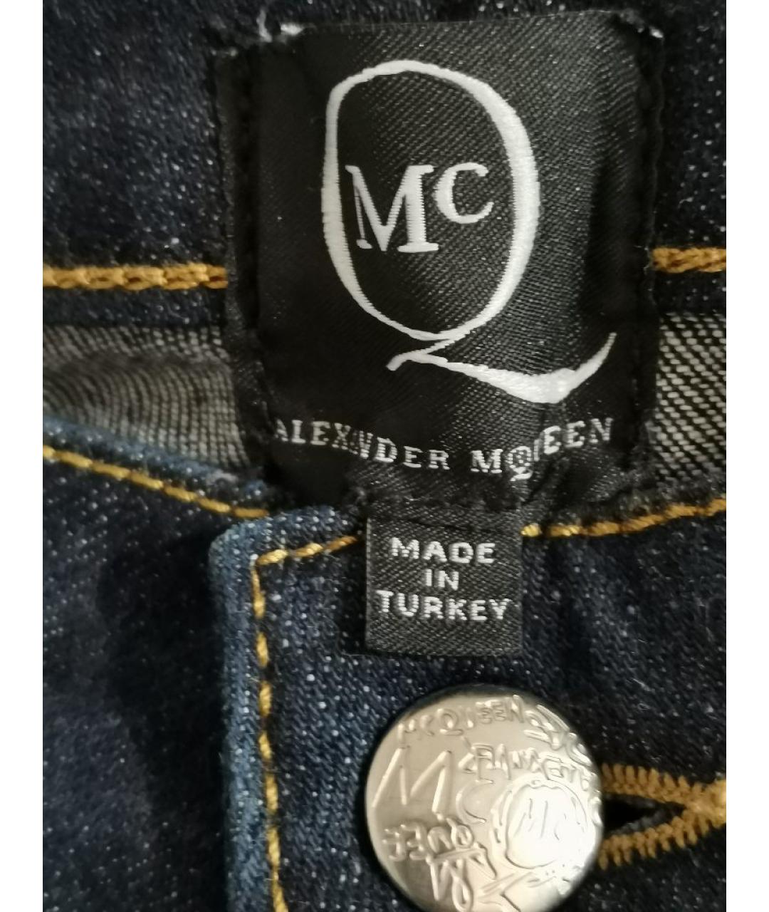 ALEXANDER MCQUEEN Темно-синие хлопко-эластановые прямые джинсы, фото 3