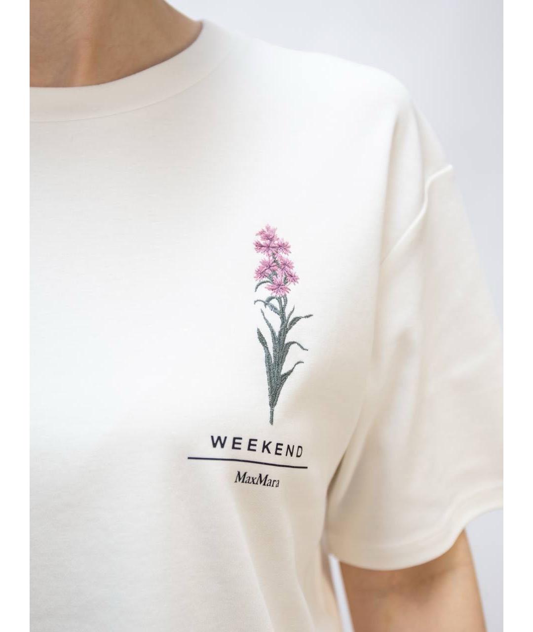 WEEKEND MAX MARA Белая хлопковая футболка, фото 2