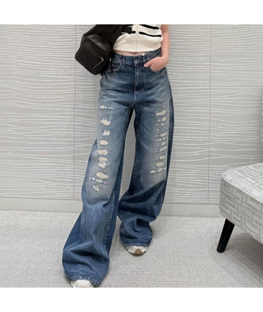 CHRISTIAN DIOR Синие хлопковые джинсы клеш, фото 7