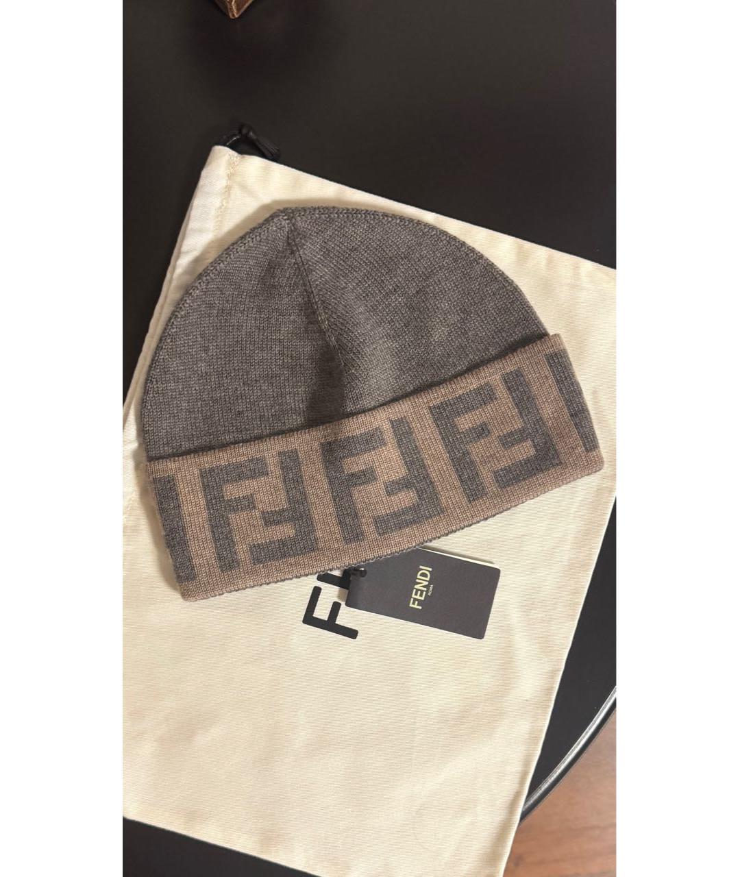 FENDI Серая шерстяная шапка, фото 5