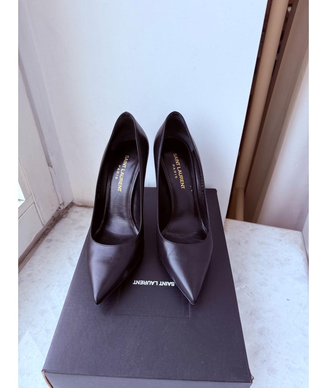 SAINT LAURENT Черные кожаные туфли, фото 2