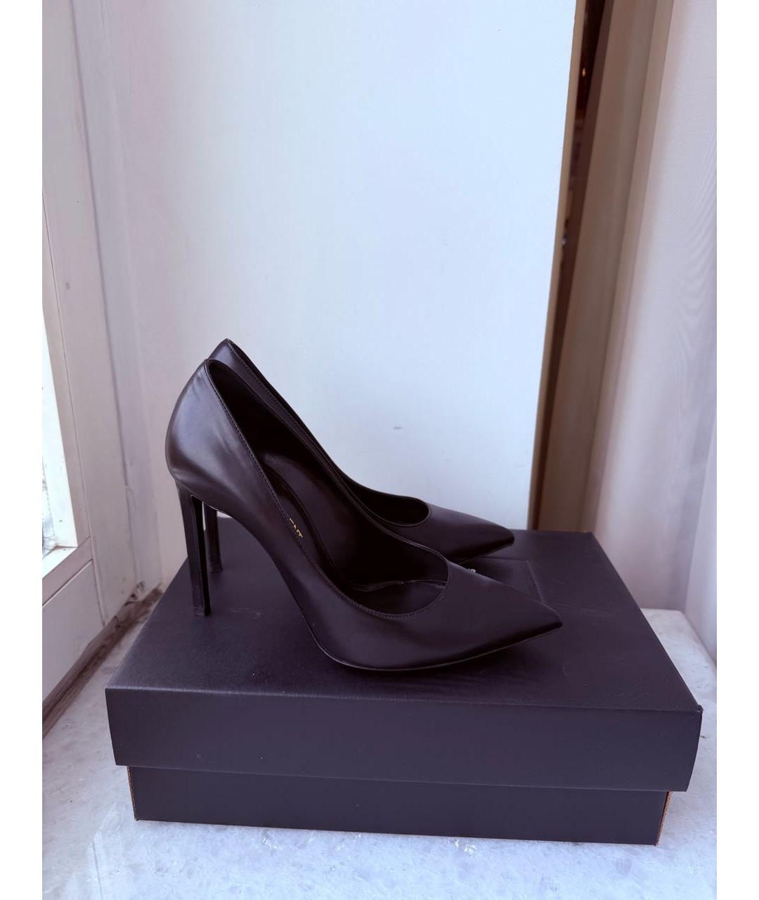SAINT LAURENT Черные кожаные туфли, фото 3