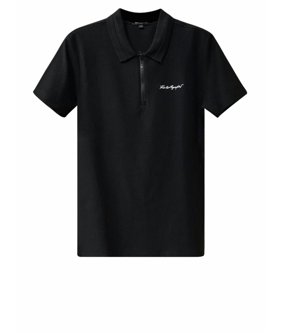 KARL LAGERFELD Черное хлопко-полиэстеровое поло с коротким рукавом, фото 1