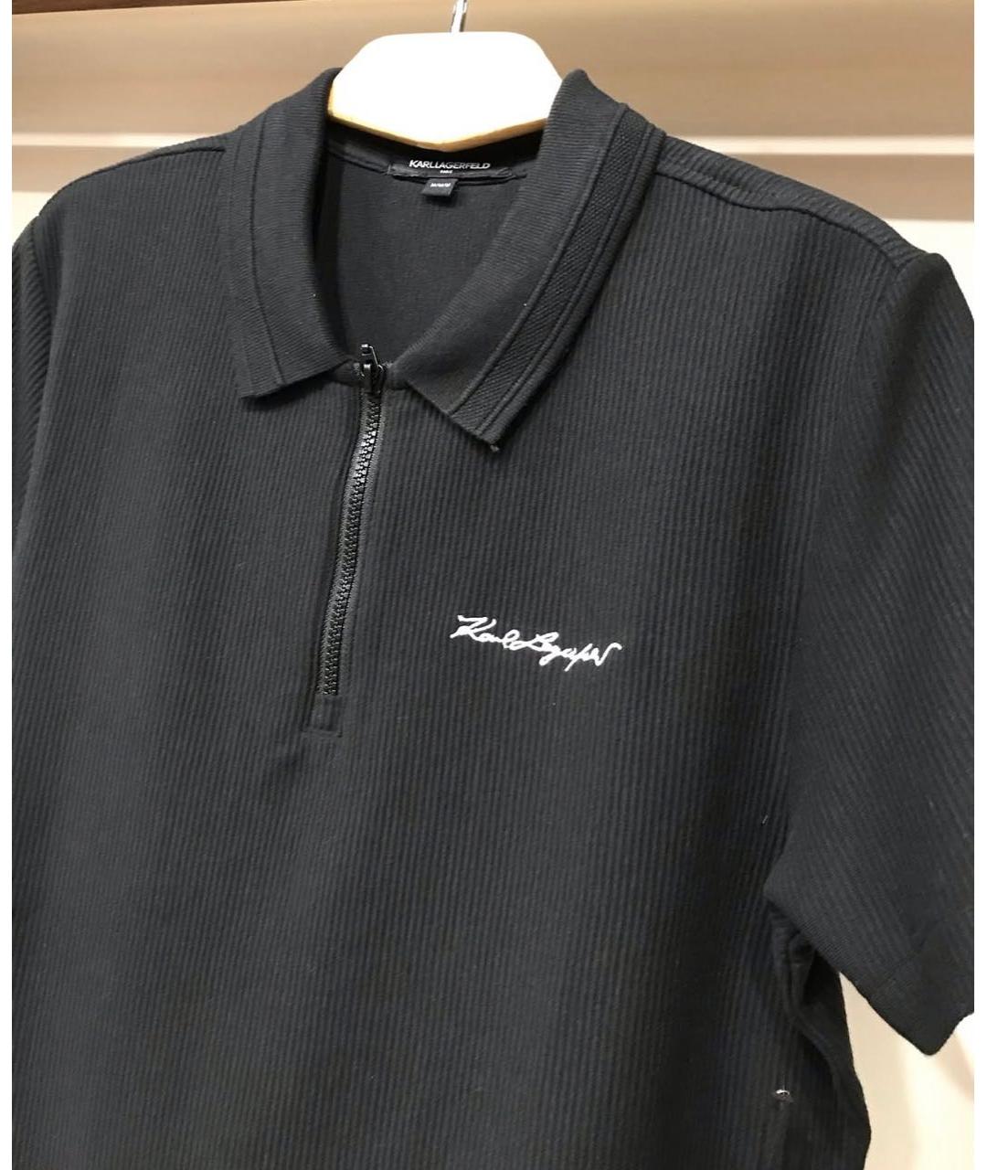 KARL LAGERFELD Черное хлопко-полиэстеровое поло с коротким рукавом, фото 2