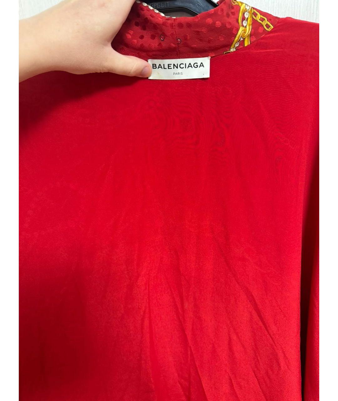 BALENCIAGA Красное шелковое повседневное платье, фото 4