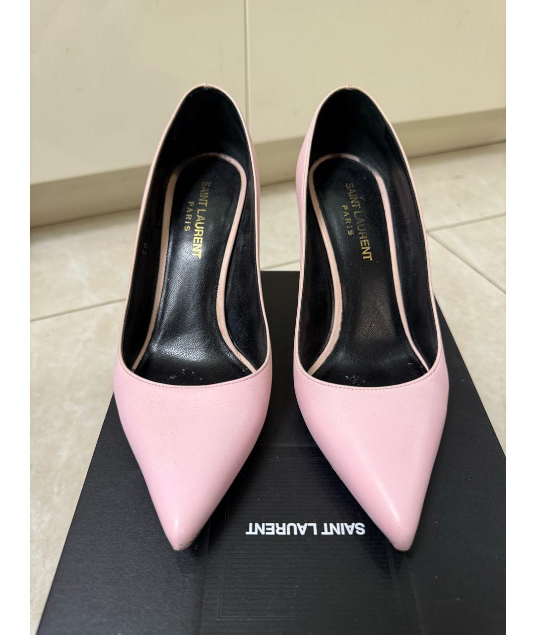SAINT LAURENT Розовые кожаные туфли, фото 2