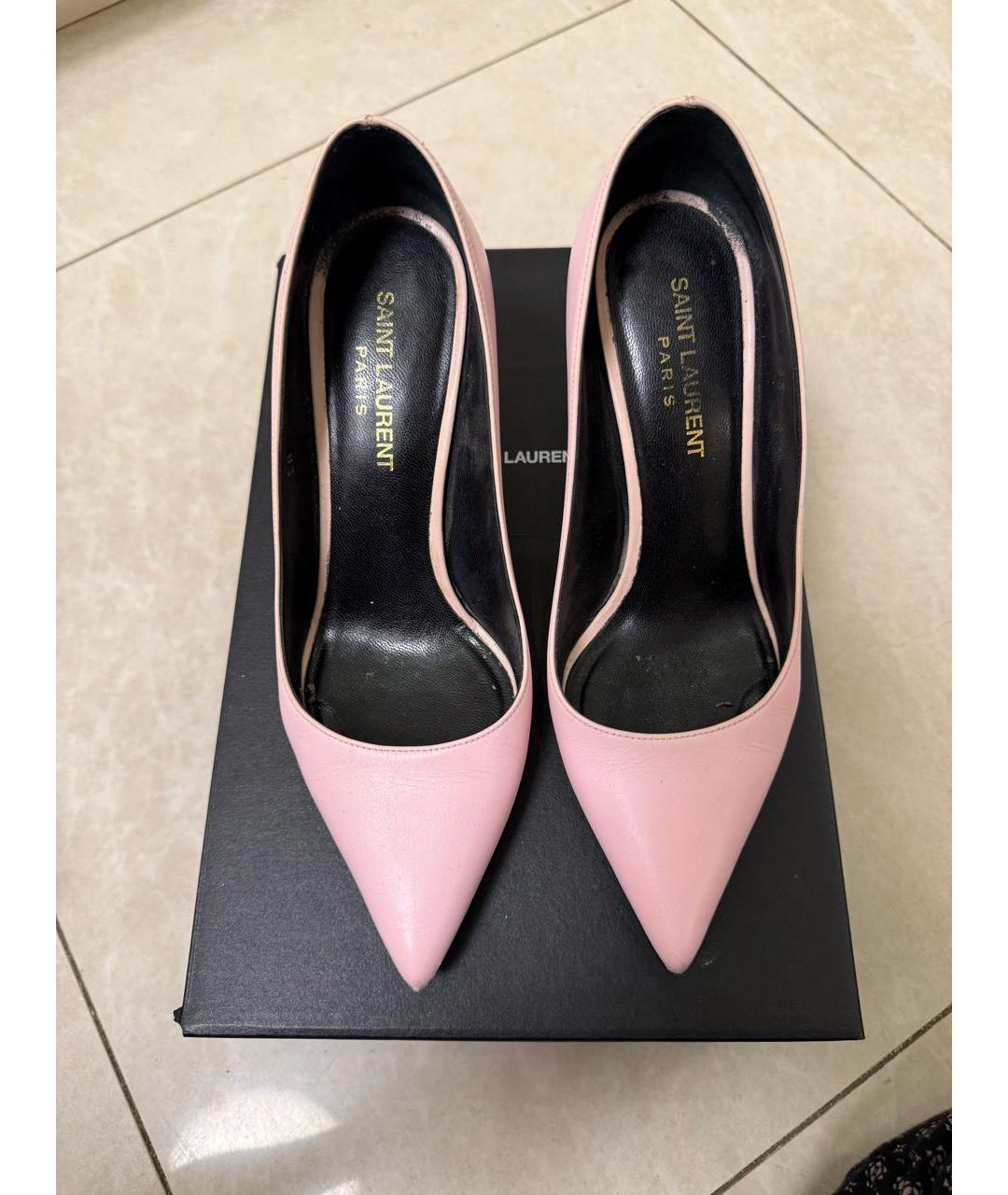 SAINT LAURENT Розовые кожаные туфли, фото 3