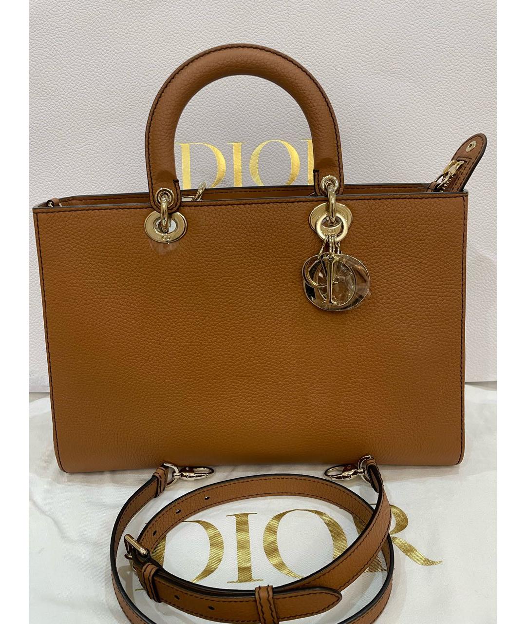 CHRISTIAN DIOR Коричневая кожаная сумка через плечо, фото 2