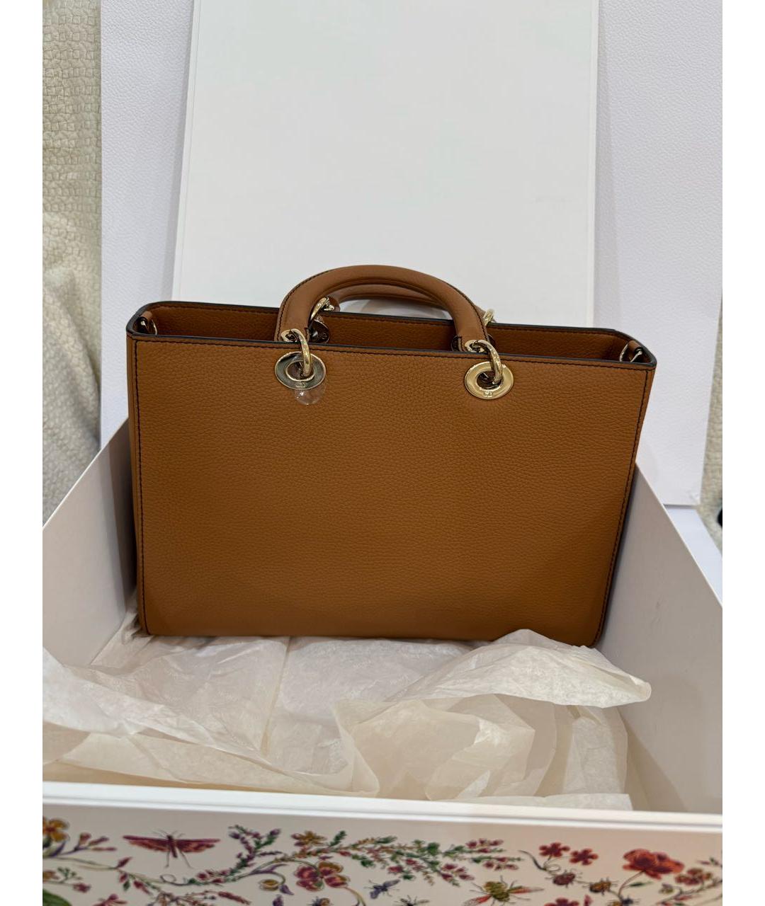 CHRISTIAN DIOR Коричневая кожаная сумка через плечо, фото 4