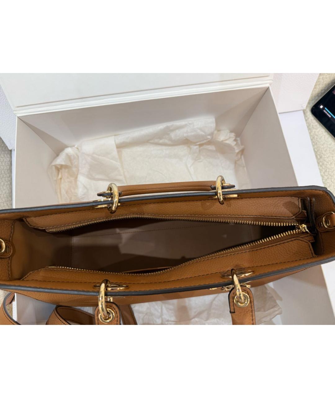 CHRISTIAN DIOR Коричневая кожаная сумка через плечо, фото 6