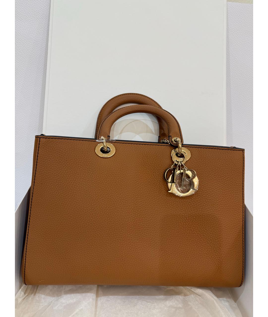 CHRISTIAN DIOR Коричневая кожаная сумка через плечо, фото 2