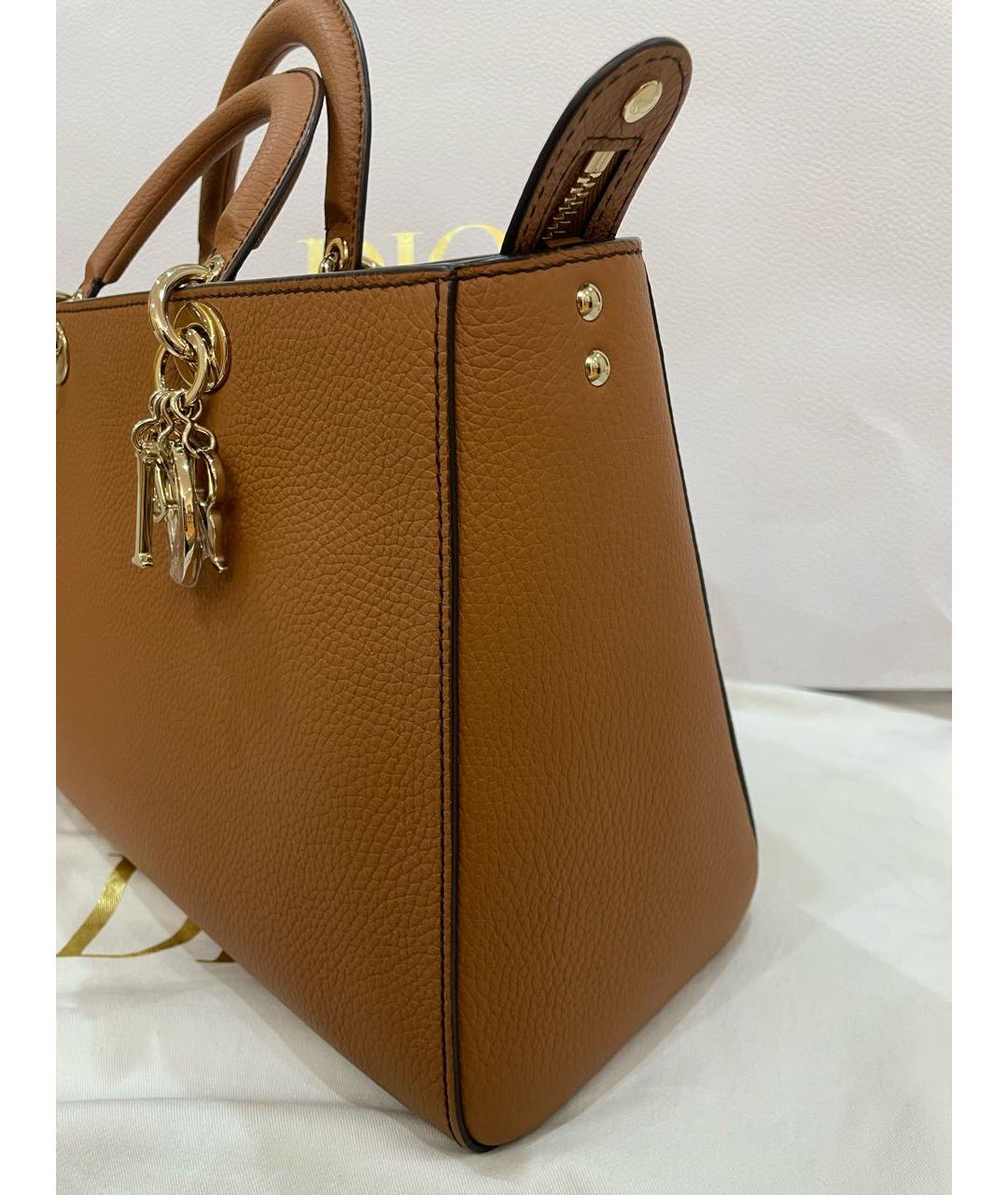 CHRISTIAN DIOR Коричневая кожаная сумка через плечо, фото 3