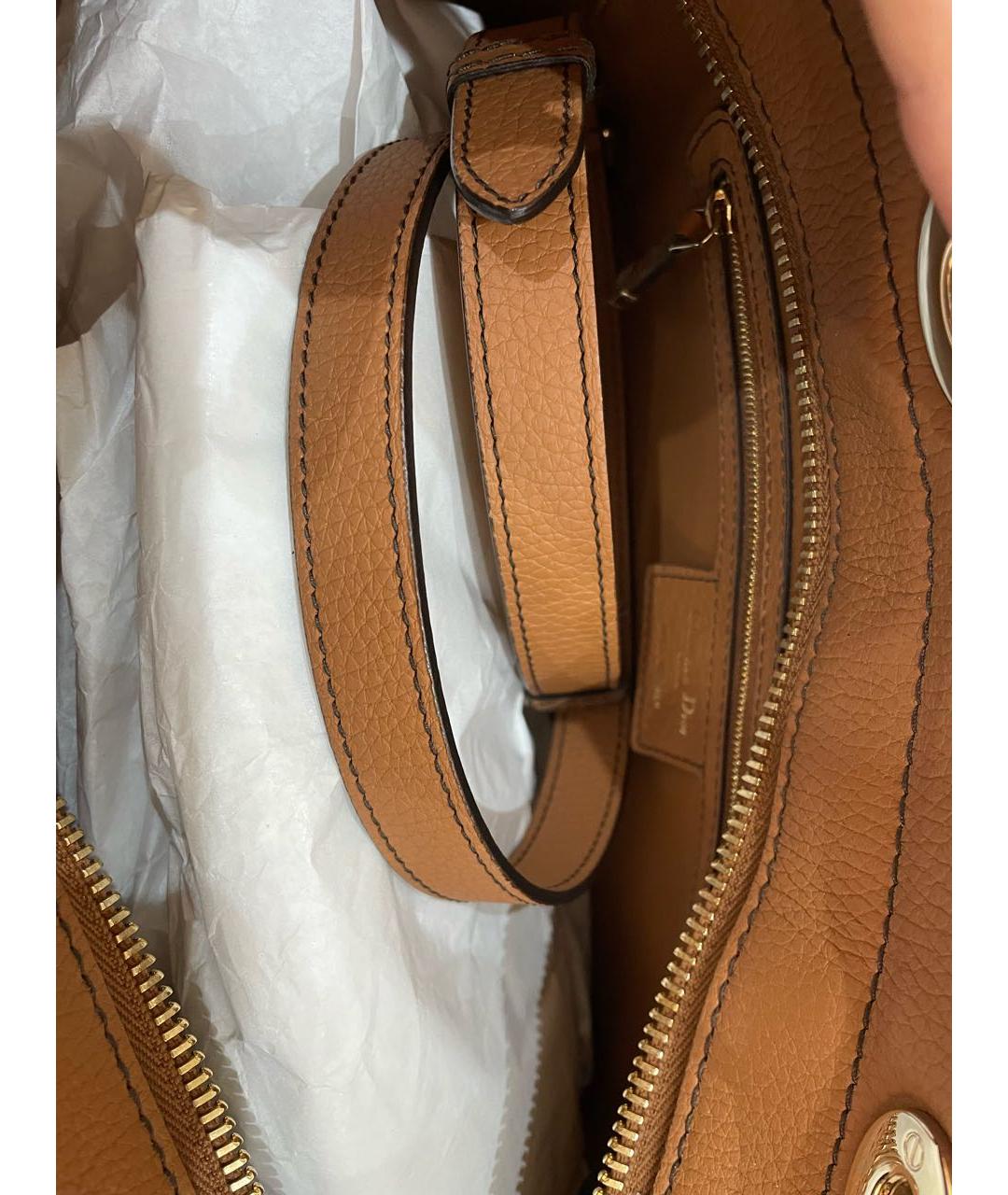 CHRISTIAN DIOR Коричневая кожаная сумка через плечо, фото 5