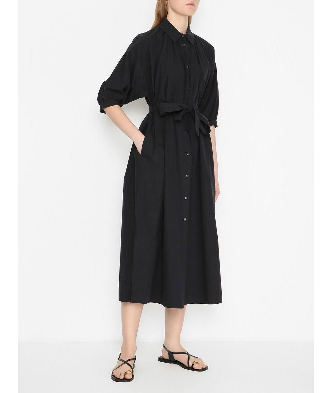 WEEKEND MAX MARA Черное хлопковое повседневное платье, фото 2