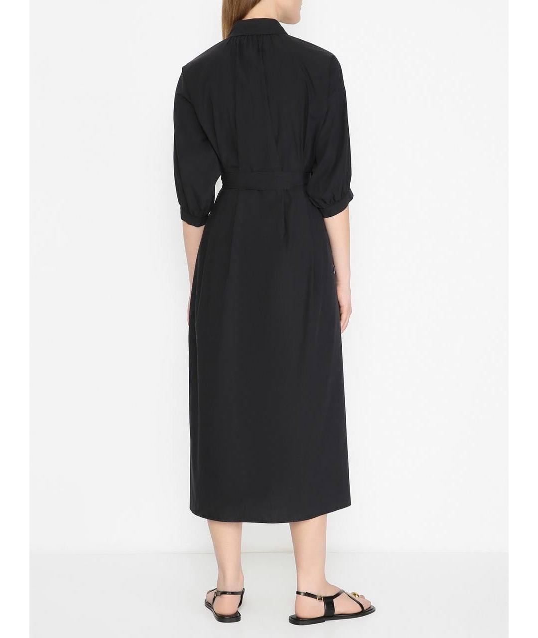 WEEKEND MAX MARA Черное хлопковое повседневное платье, фото 3