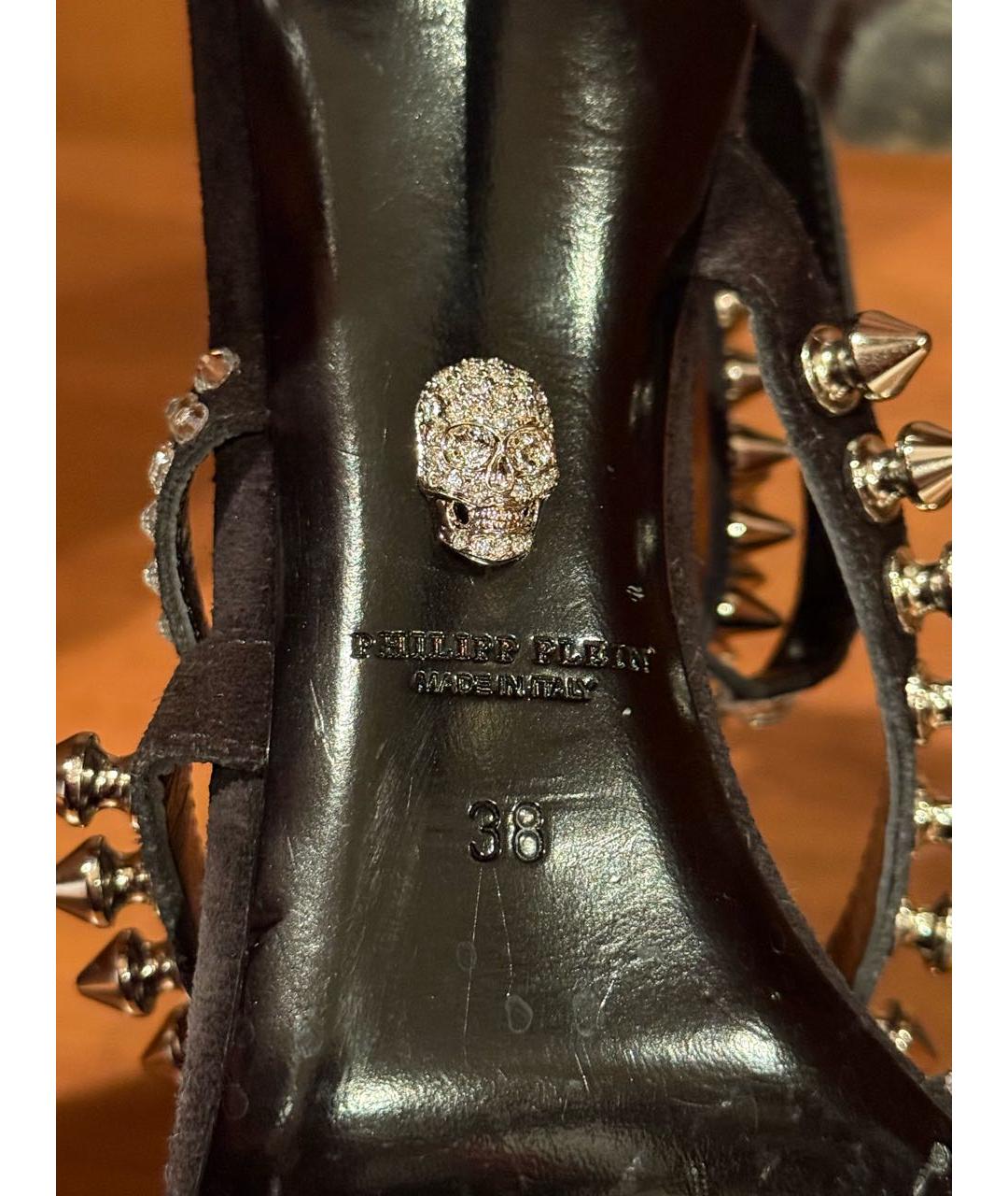 PHILIPP PLEIN Черные замшевые босоножки, фото 6