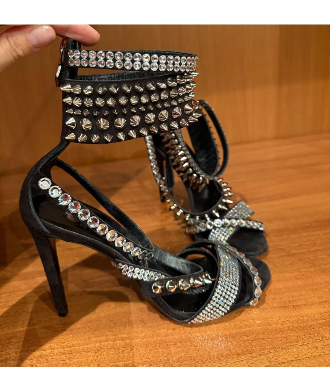 PHILIPP PLEIN Черные замшевые босоножки, фото 2
