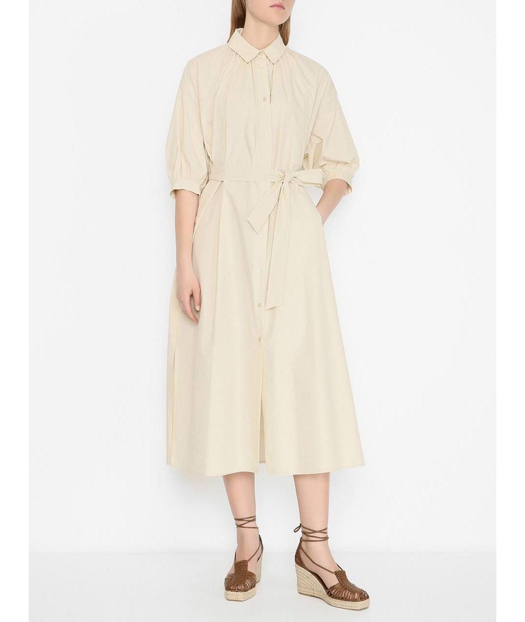WEEKEND MAX MARA Бежевое хлопковое повседневное платье, фото 2