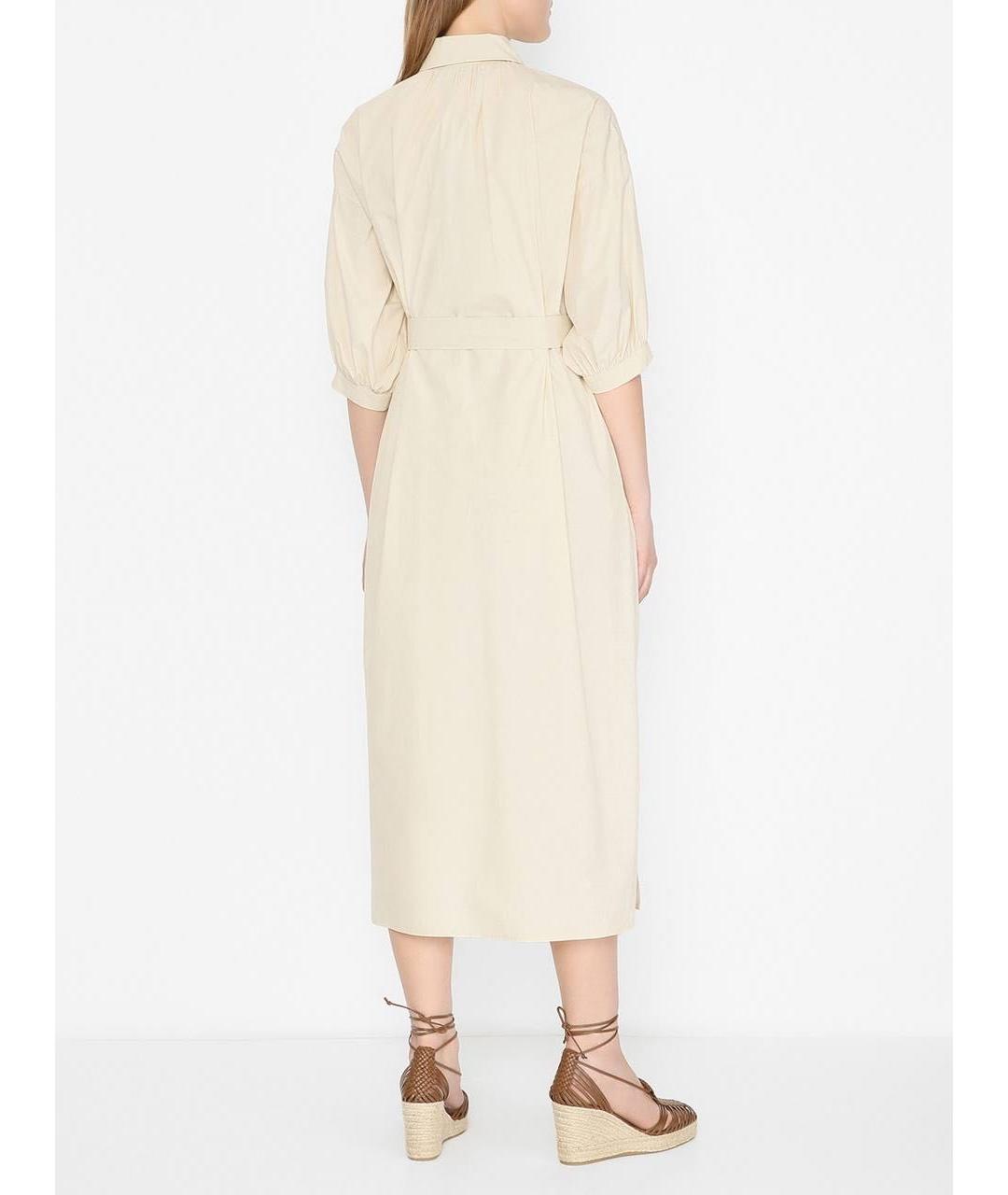 WEEKEND MAX MARA Бежевое хлопковое повседневное платье, фото 3