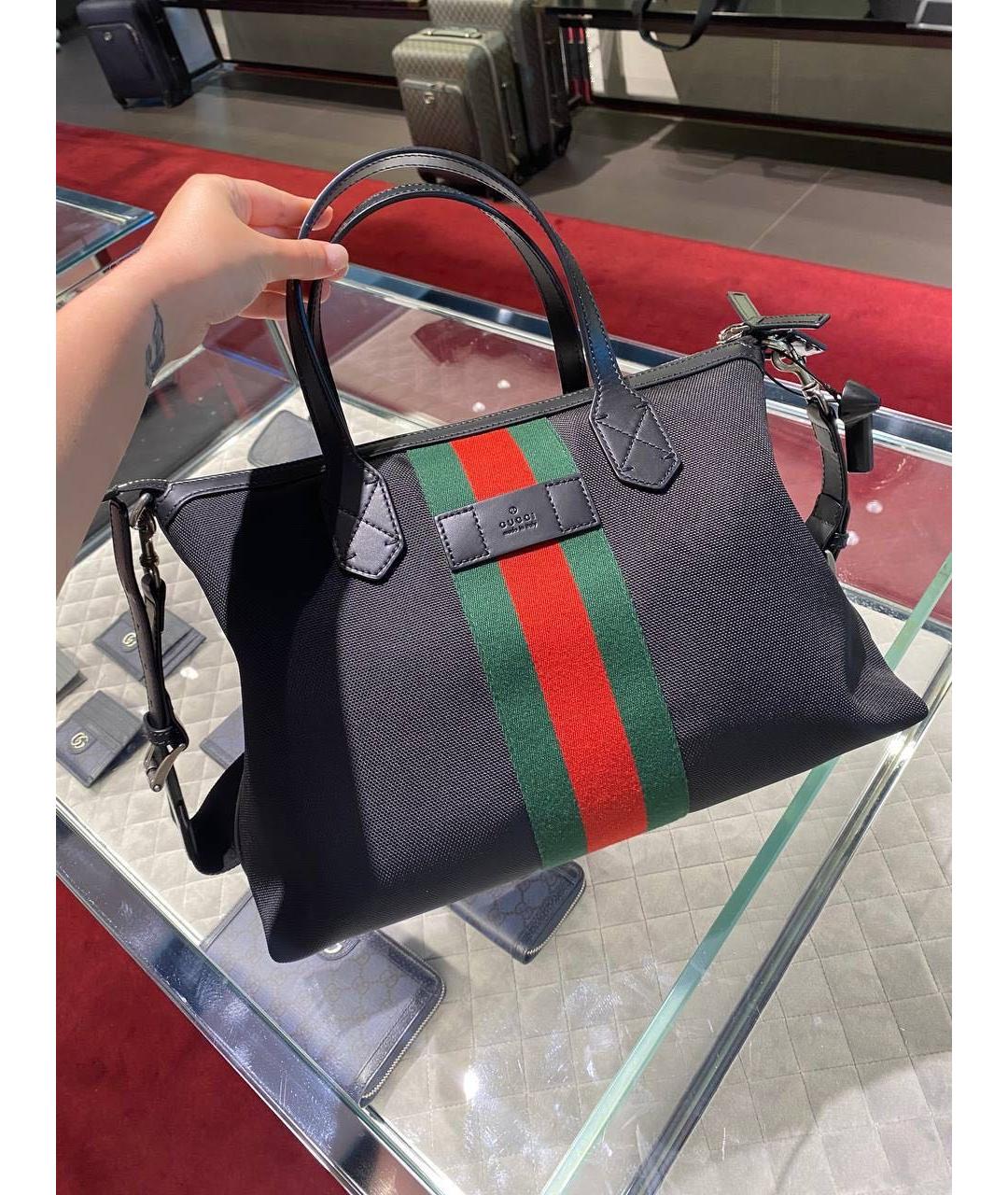 GUCCI Черная кожаная сумка с короткими ручками, фото 6