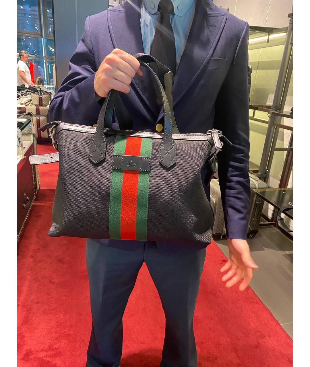 GUCCI Черная кожаная сумка с короткими ручками, фото 5