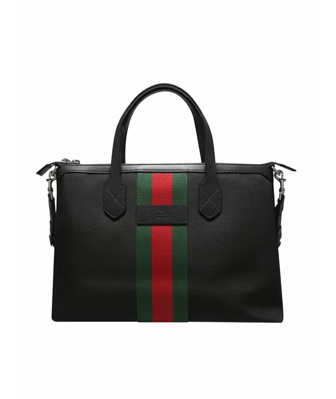 GUCCI Черная кожаная сумка с короткими ручками, фото 1