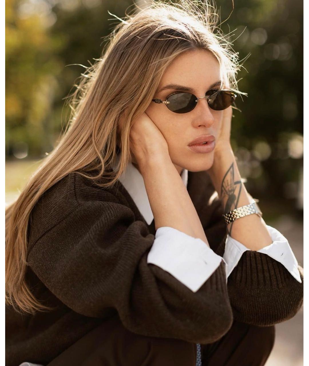 MIU MIU Коричневые металлические солнцезащитные очки, фото 8