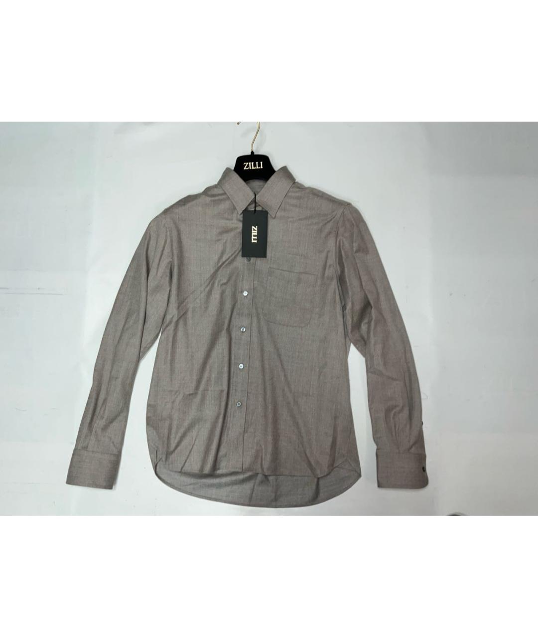 ZILLI Бежевая шерстяная классическая рубашка, фото 6