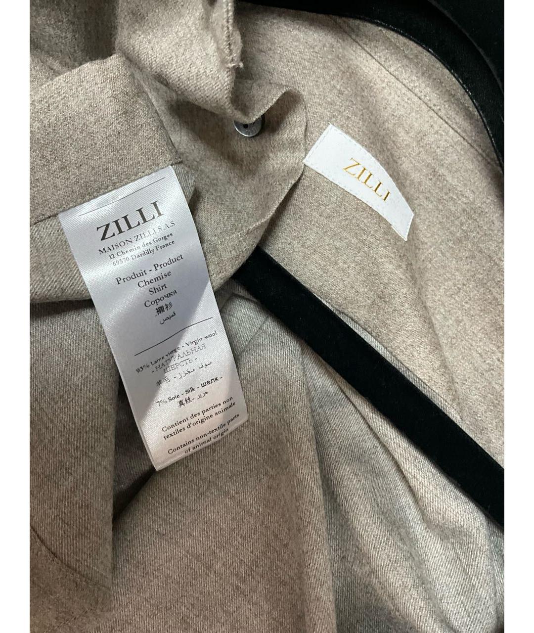 ZILLI Бежевая шерстяная классическая рубашка, фото 5