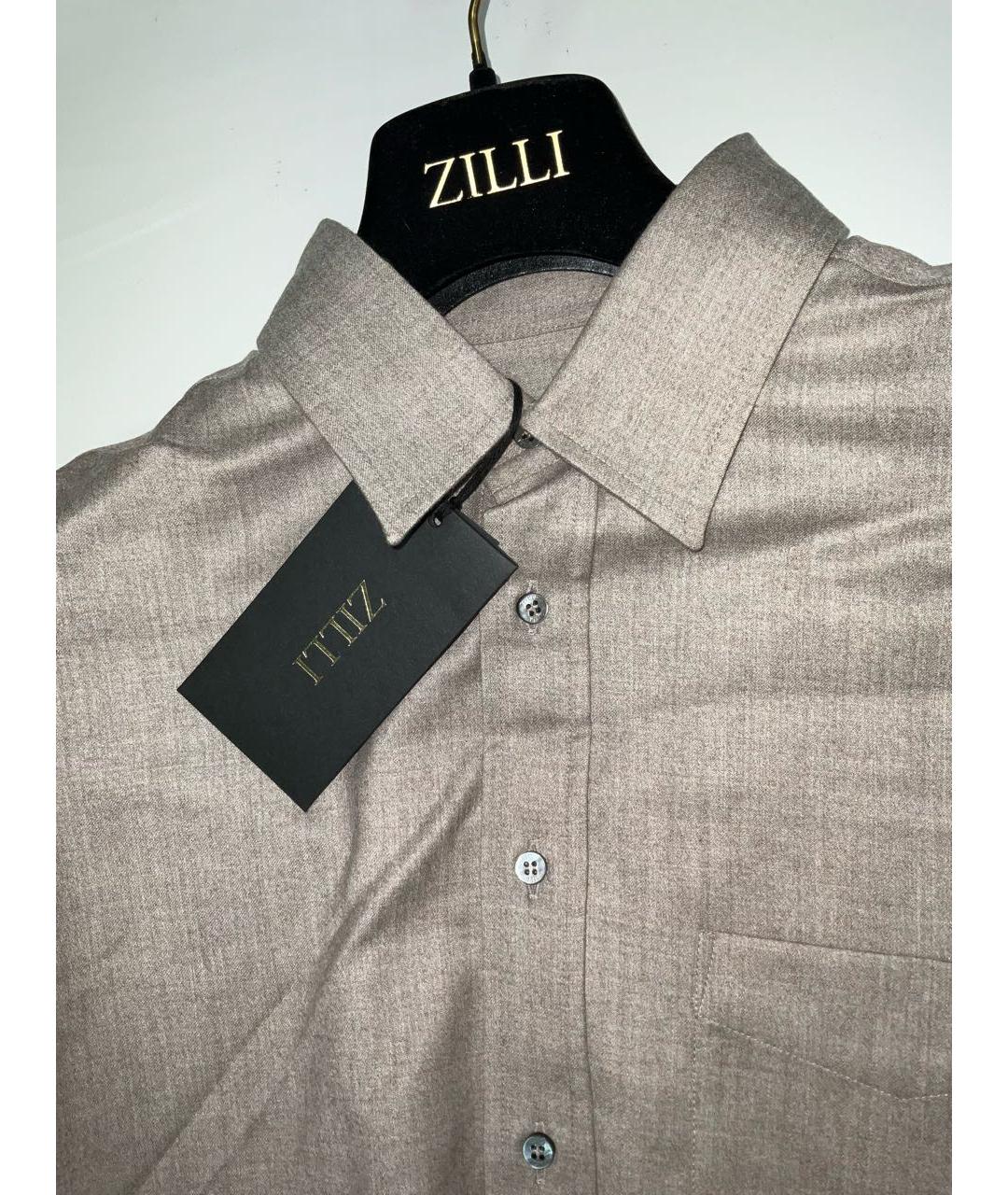 ZILLI Бежевая шерстяная классическая рубашка, фото 4