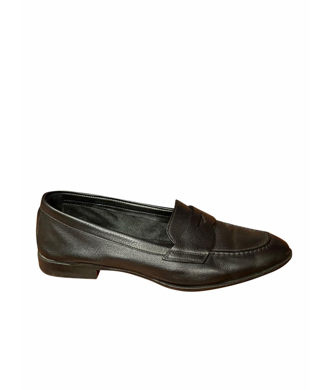 SANTONI Черные кожаные лоферы, фото 1