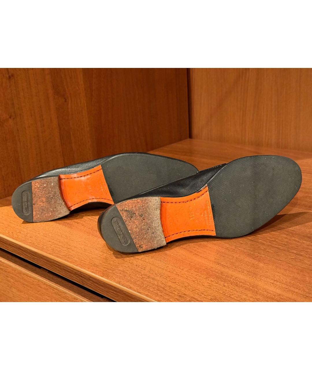 SANTONI Черные кожаные лоферы, фото 7