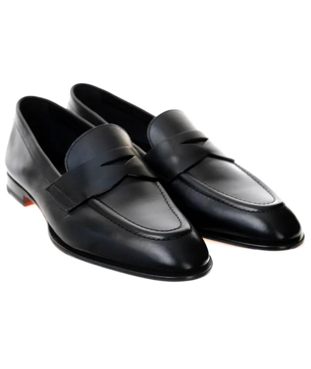 SANTONI Черные кожаные лоферы, фото 2